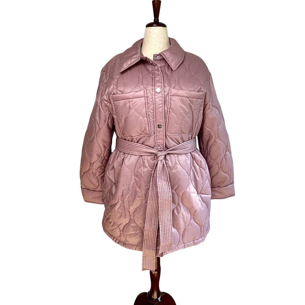 Sanctuary Dusky Pink Lightweight Quilted Puffy Belted Jacket Wm’s XL NWT